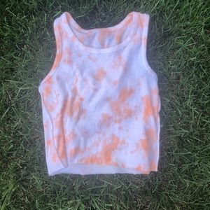 Orange tie dye cropped tank top